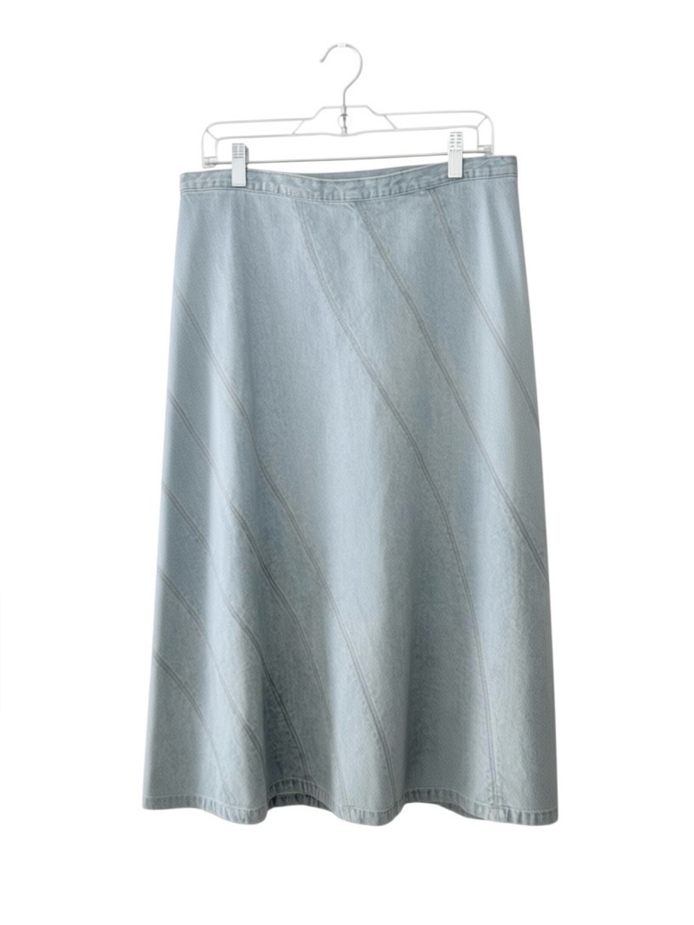 Vintage Christopher & Banks Light Blue Denim A-Line Midi Skirt Size 10